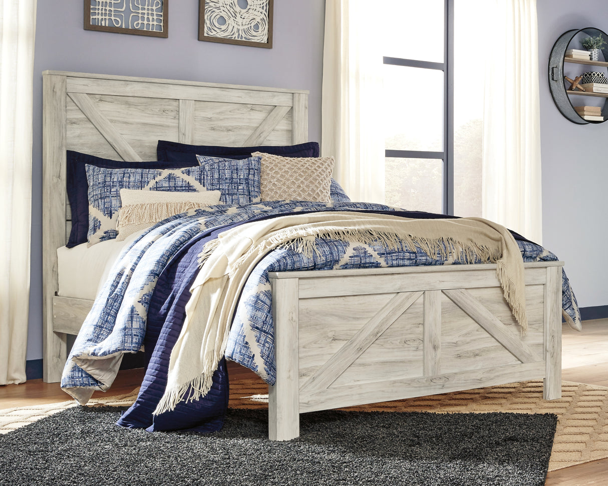 Furniture City Slidell - Ashley Furniture - Bellaby Bedroom - Queen Crossbuck Panel Bed / Whitewash - B331B6