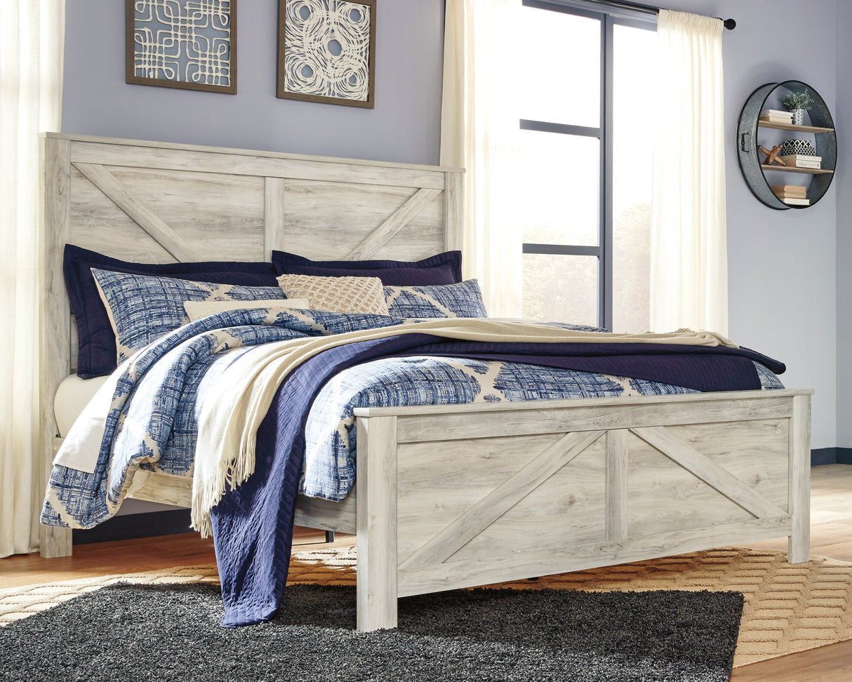 Furniture City Slidell - Ashley Furniture - Bellaby Bedroom - King Crossbuck Panel Bed / Whitewash - B331B10