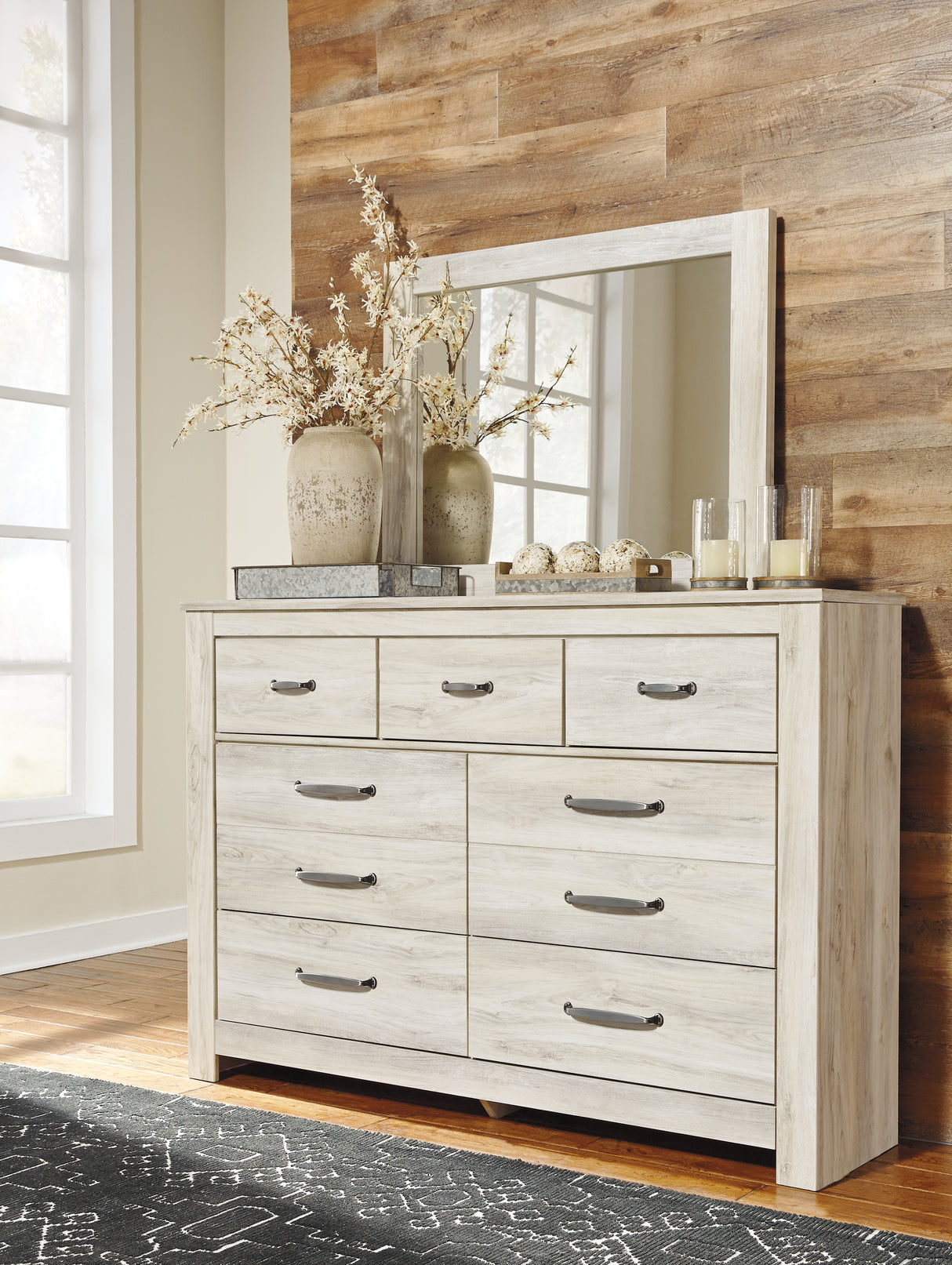 Furniture City Slidell - Ashley Furniture - Bellaby Bedroom - Dresser and Mirror / Whitewash - B331B1