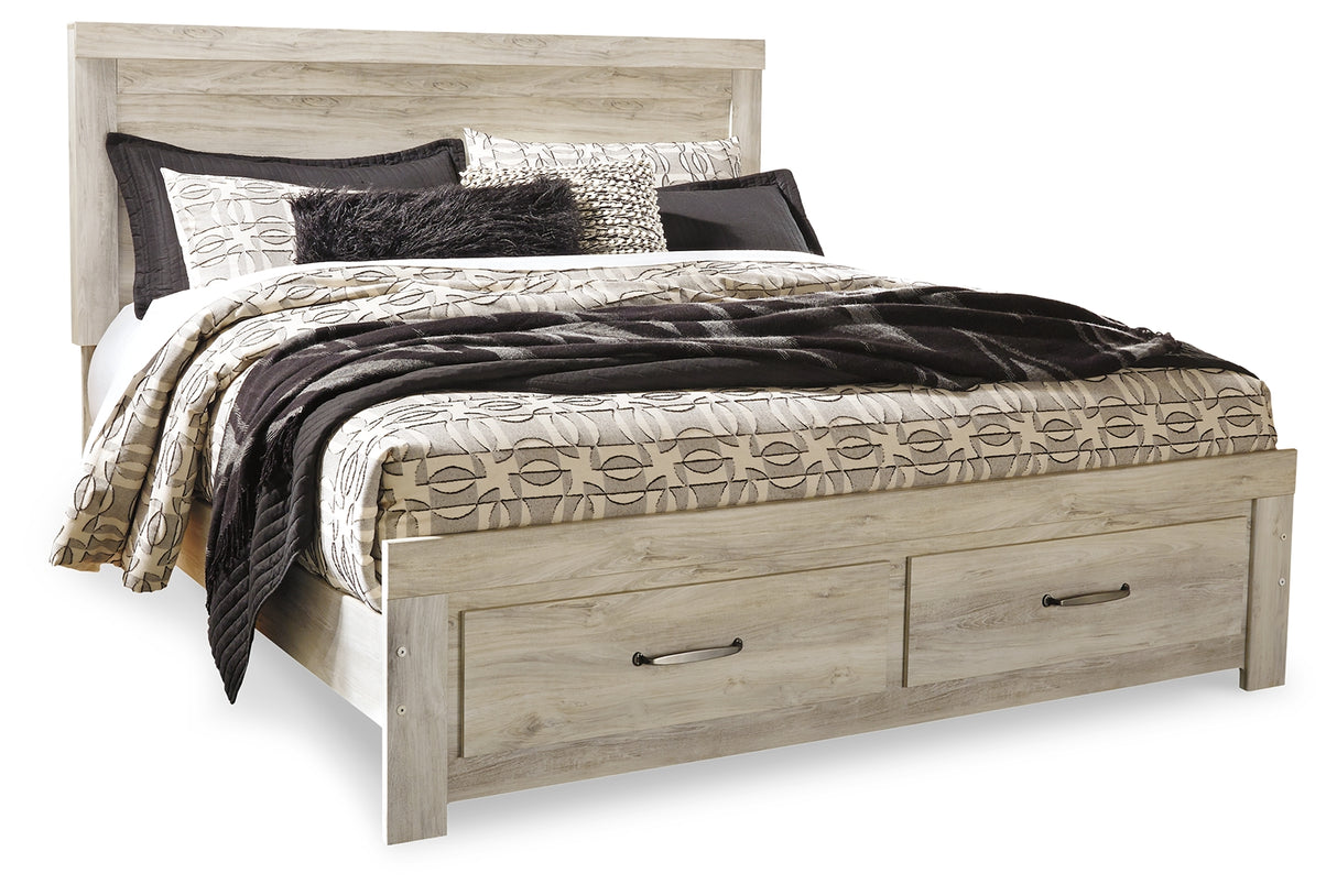Furniture City Slidell - Ashley Furniture - Bellaby Bedroom - King Crossbuck Panel Bed / Whitewash - B331B10