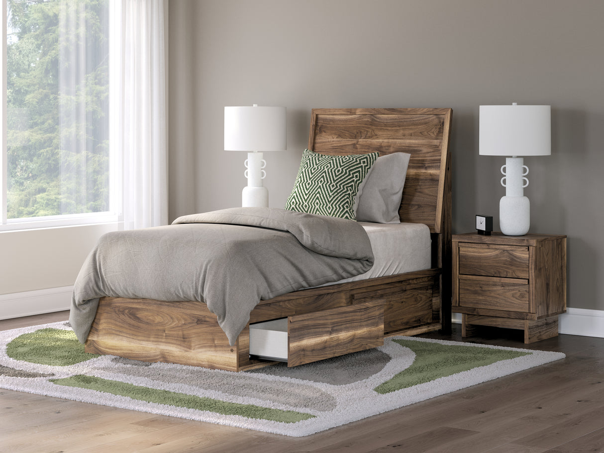 Furniture City Slidell - Ashley Furniture - Chirason Bedroom - Twin Panel Bed with Storage / Brown - PCB3367B27