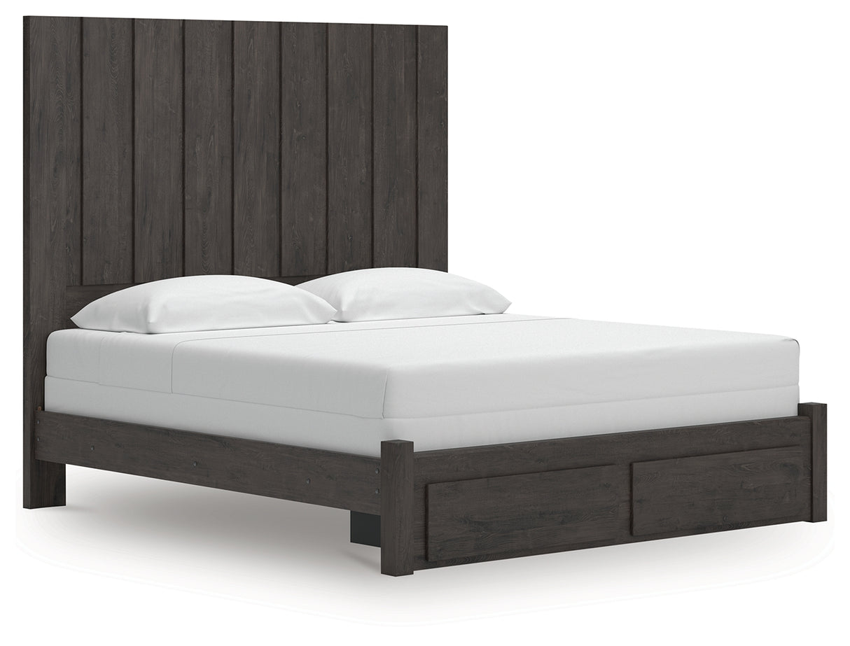 Furniture City Slidell - Ashley Furniture - Fraluna Bedroom - King Panel Storage Bed / Charcoal - PCB3370B9