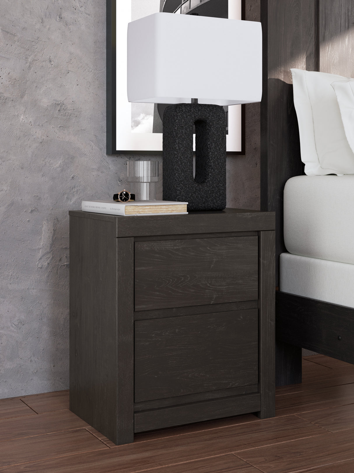 Furniture City Slidell - Ashley Furniture - Fraluna Bedroom - Two Drawer Night Stand / Charcoal - PCB3370-92
