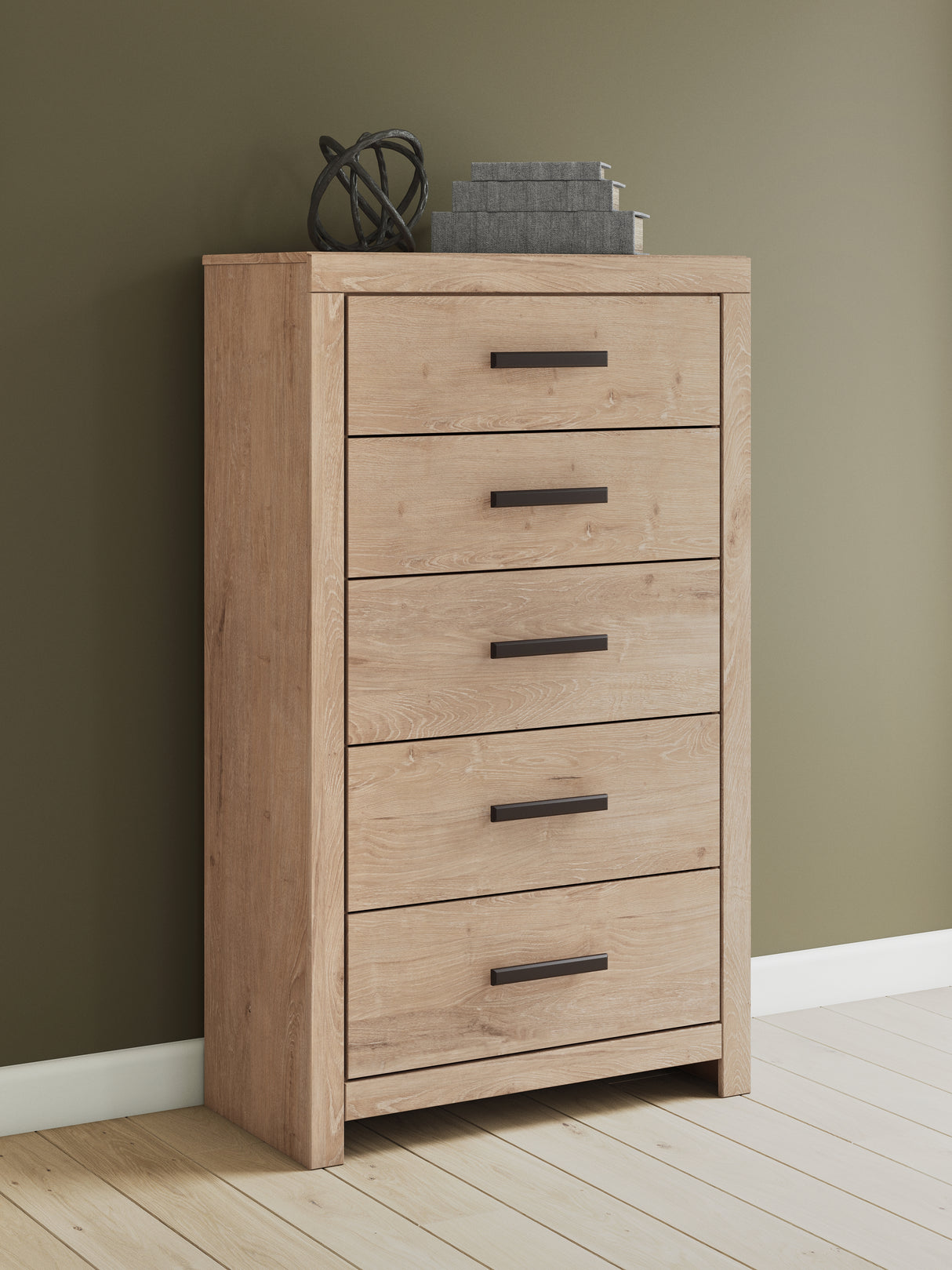 Furniture City Slidell - Ashley Furniture - Sanginlane Bedroom - Five Drawer Chest / Tan - B3787-46