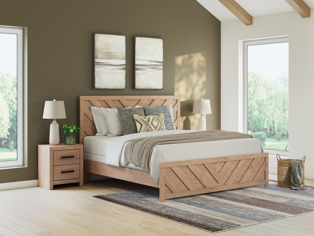 Furniture City Slidell - Ashley Furniture - Sanginlane Bedroom - King Panel Bed / Tan - B3787B8