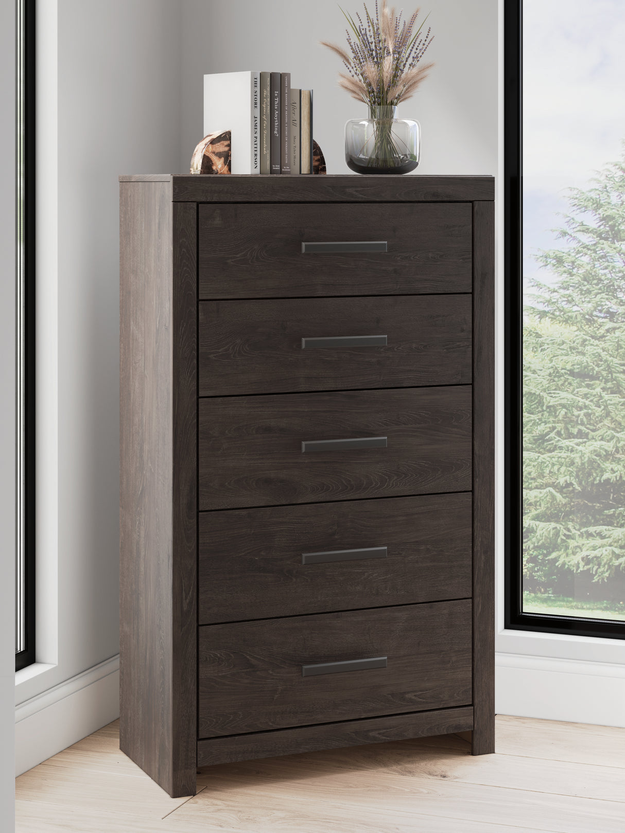 Furniture City Slidell - Ashley Furniture - Prendonea Bedroom - Five Drawer Chest / Charcoal - B3789-46