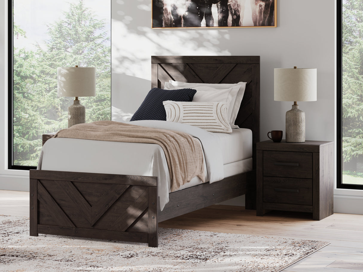 Furniture City Slidell - Ashley Furniture - Prendonea Bedroom - Twin Panel Bed / Charcoal - B3789B2