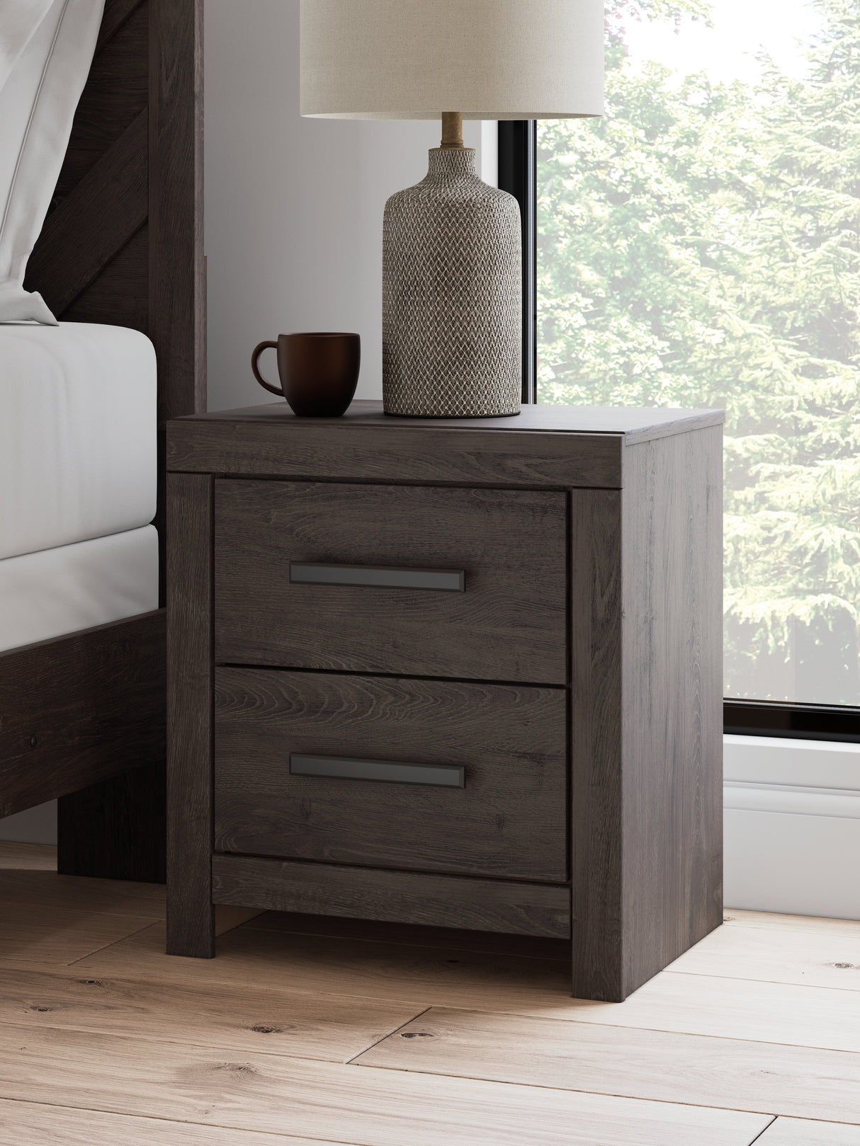 Furniture City Slidell - Ashley Furniture - Prendonea Bedroom - Two Drawer Night Stand / Charcoal - B3789-92