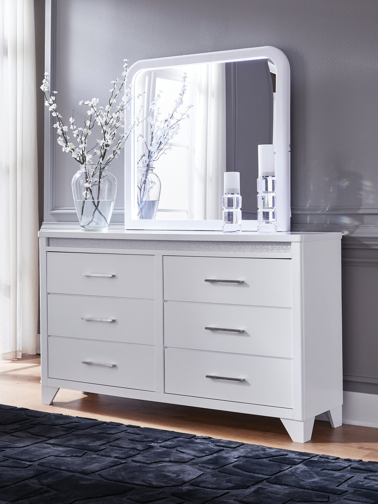 Furniture City Slidell - Ashley Furniture - Jarlee Bedroom - Dresser and Mirror / White - PCB392B1