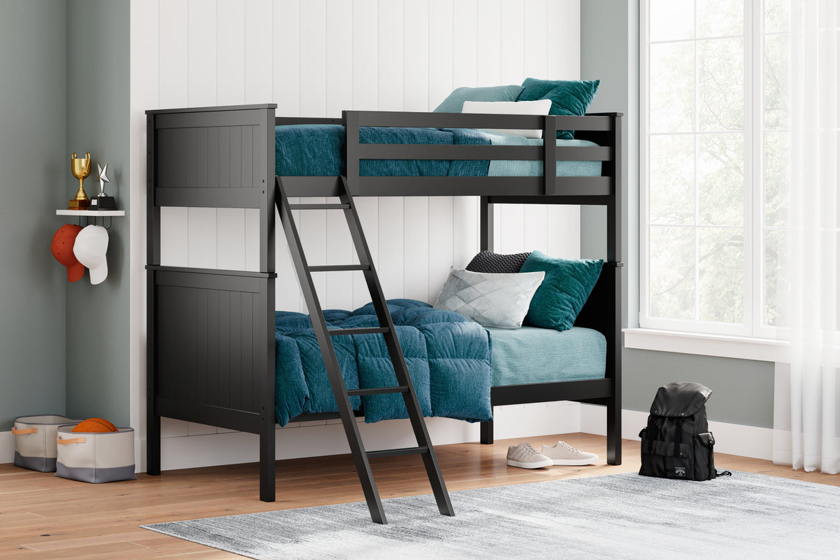 Furniture City Slidell - Ashley Furniture - Nextonfort Bedroom - Twin over Twin Bunk Bed / Black - B396B7