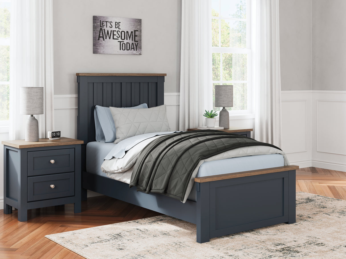 Furniture City Slidell - Ashley Furniture - Landocken Bedroom - Twin Panel Bed / Brown/Blue - B414B2