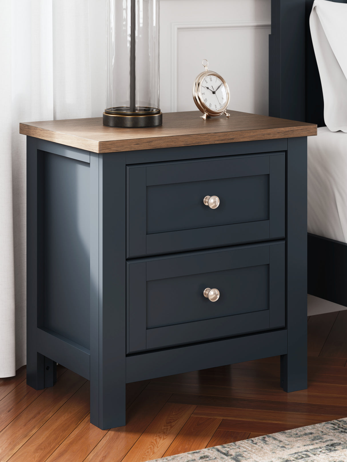 Furniture City Slidell - Ashley Furniture - Landocken Bedroom - Two Drawer Night Stand / Brown/Blue - B414-92