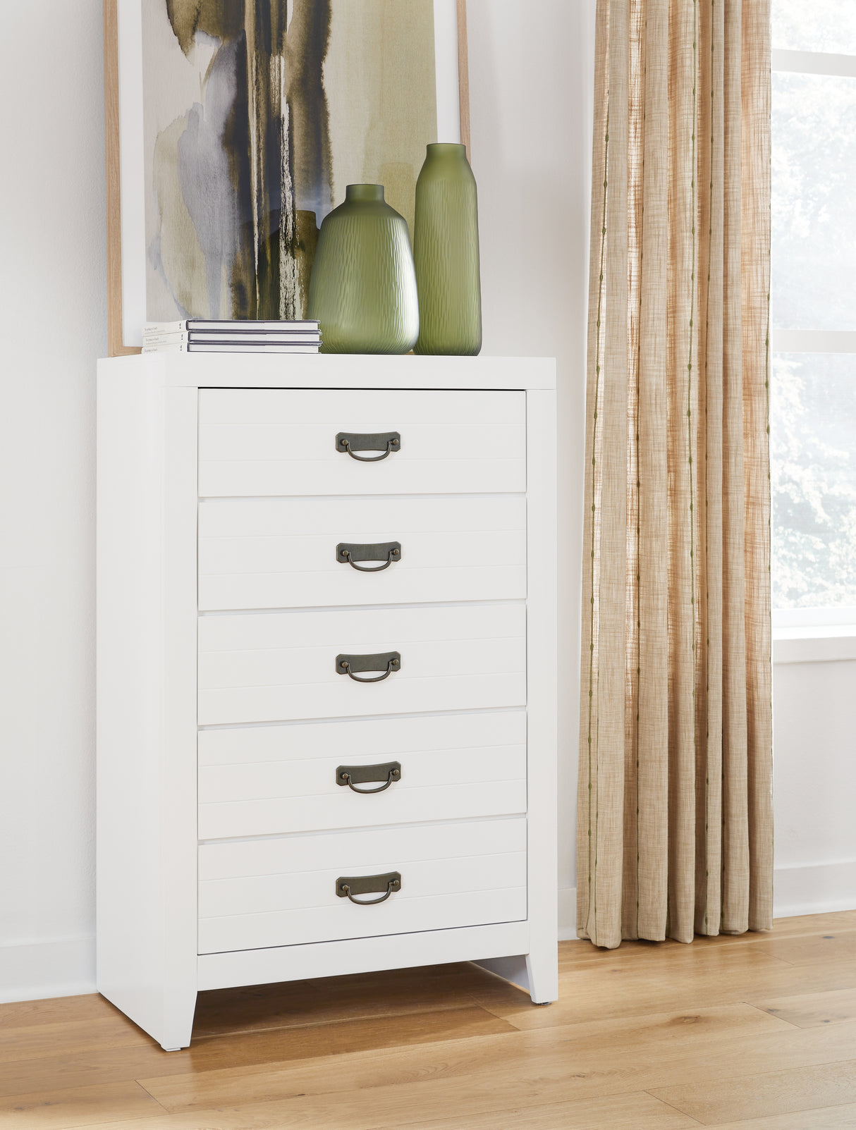 Furniture City Slidell - Ashley Furniture - Binterglen Bedroom - Five Drawer Chest / White - B427-46