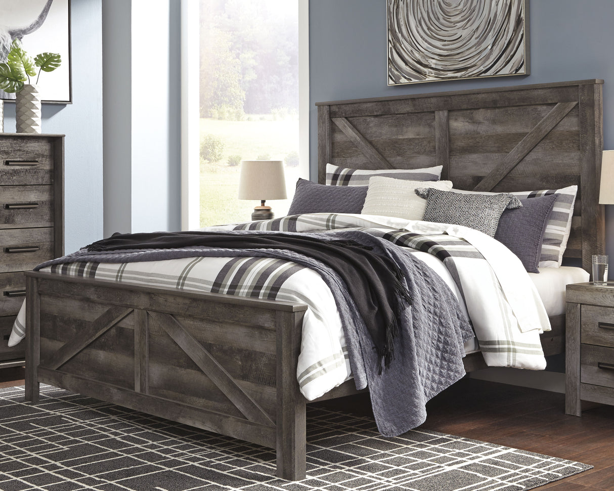 Furniture City Slidell - Ashley Furniture - Wynnlow Bedroom - King Crossbuck Panel Bed / Gray - B440B11
