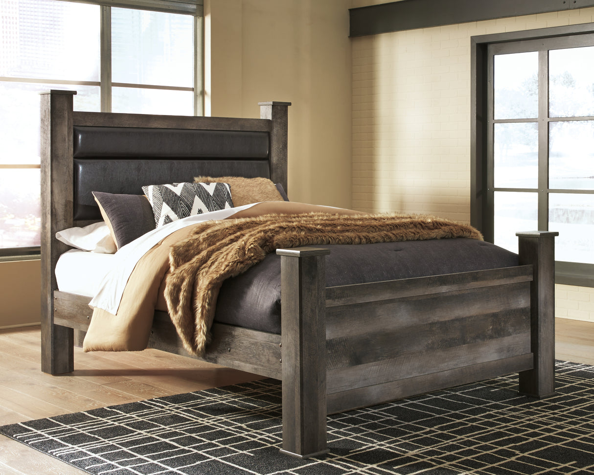 Furniture City Slidell - Ashley Furniture - Wynnlow Bedroom - Queen Upholstered Poster Bed / Gray - B440B7