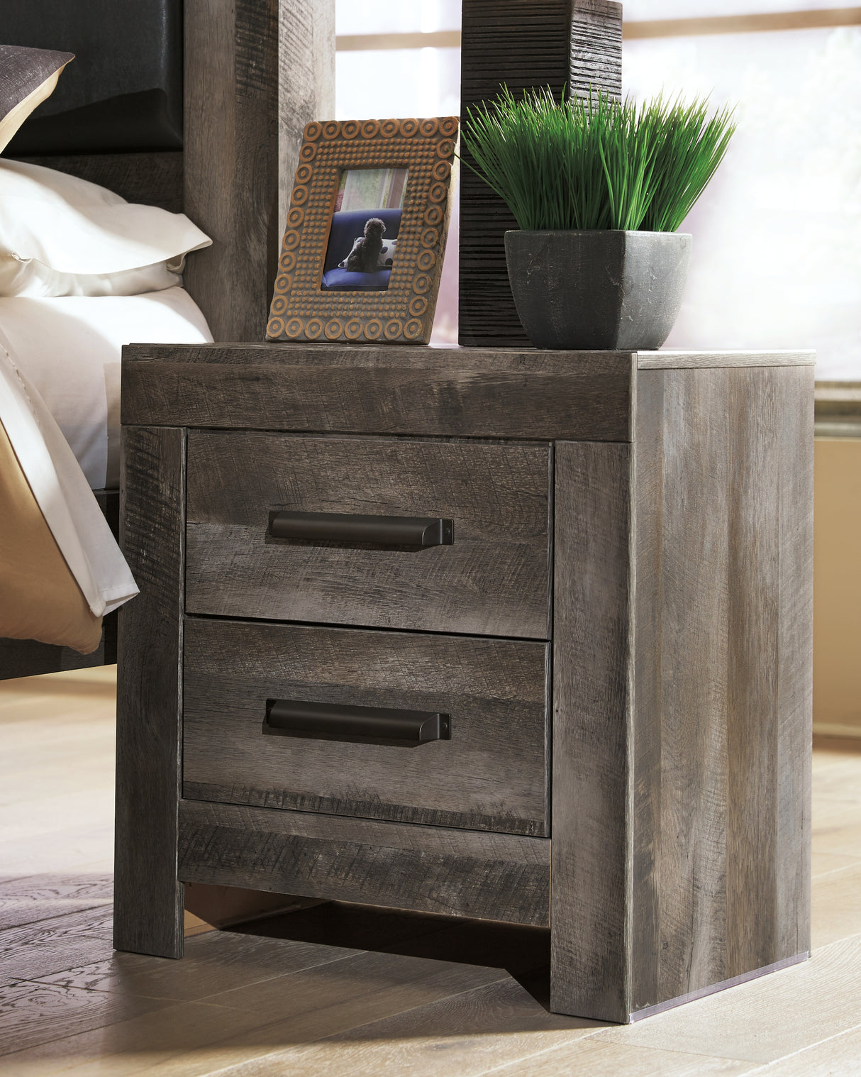 Furniture City Slidell - Ashley Furniture - Wynnlow Bedroom - Two Drawer Night Stand / Gray - B440-92