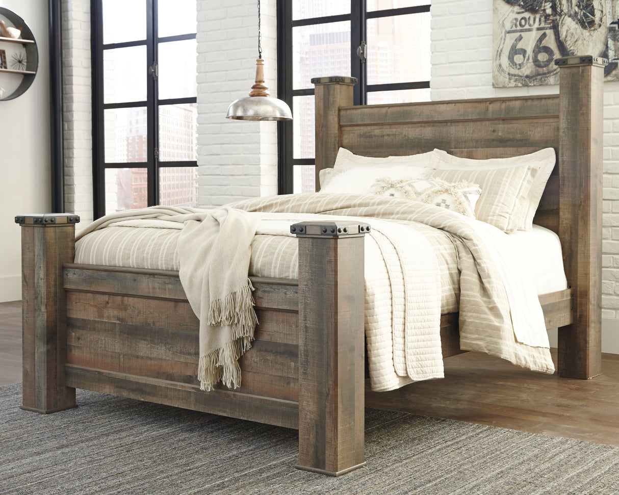 Furniture City Slidell - Ashley Furniture - Trinell Bedroom - Queen Poster Bed / Brown - B446B40
