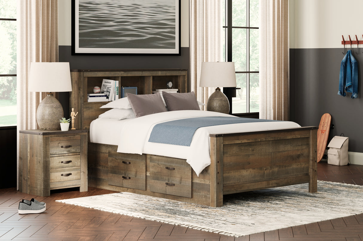 Furniture City Slidell - Ashley Furniture - Trinell Bedroom - Full Bookcase Bed with 2 Storage Drawers / Brown - B446B16