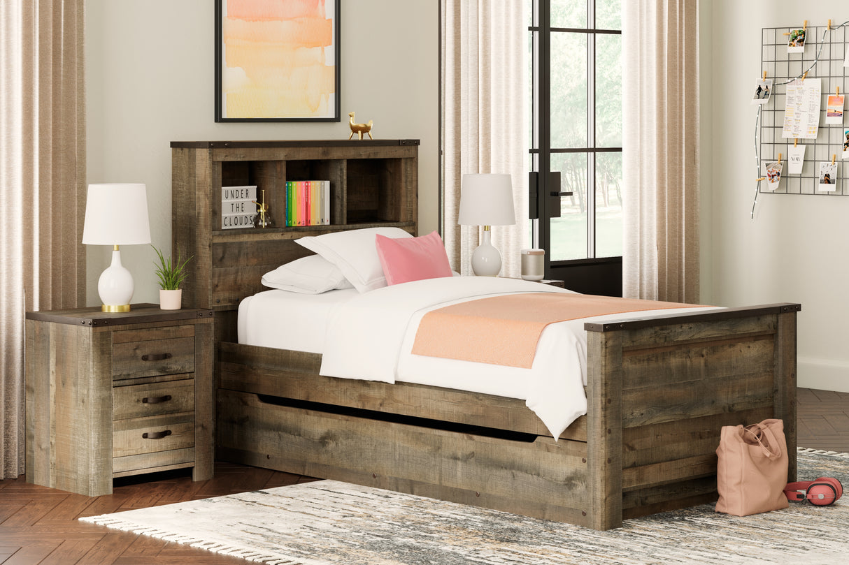 Furniture City Slidell - Ashley Furniture - Trinell Bedroom - Twin Bookcase Bed with 1 Large Storage Drawer / Brown - B446B22