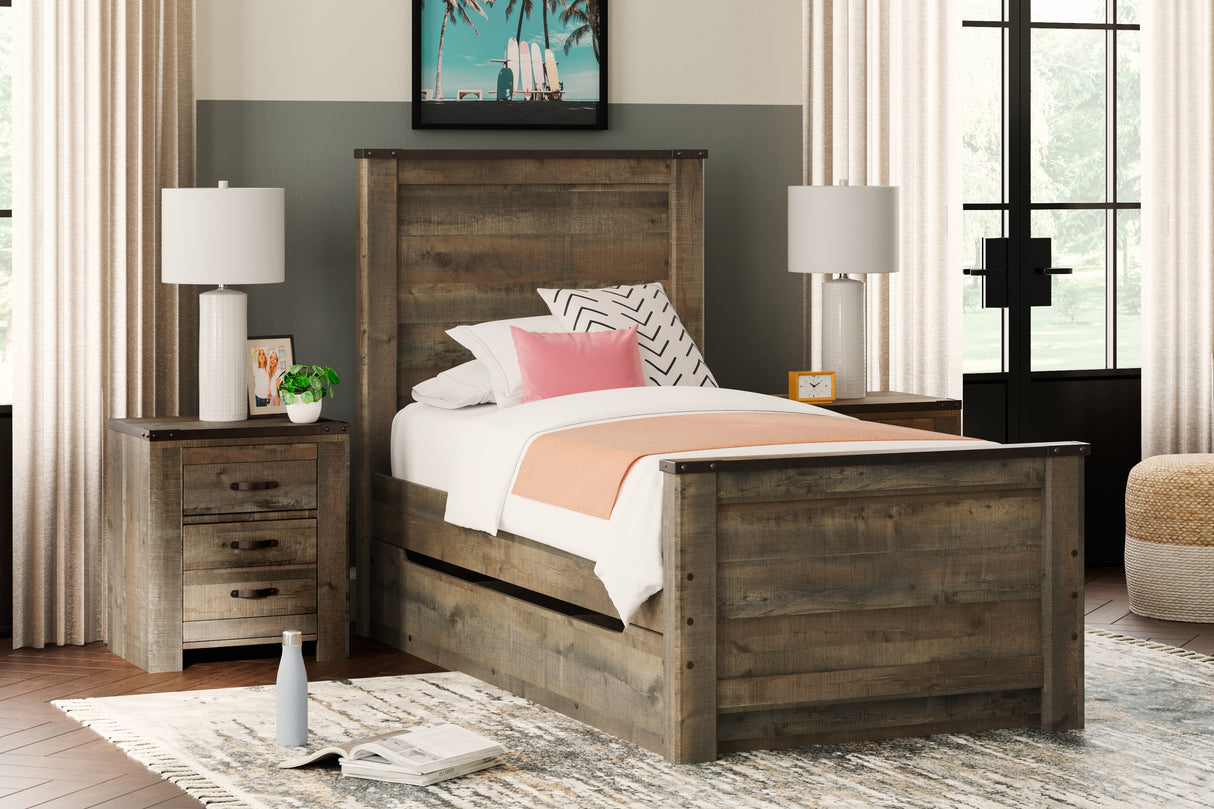 Furniture City Slidell - Ashley Furniture - Trinell Bedroom - Twin Panel Bed with 1 Large Storage Drawer / Brown - B446B8