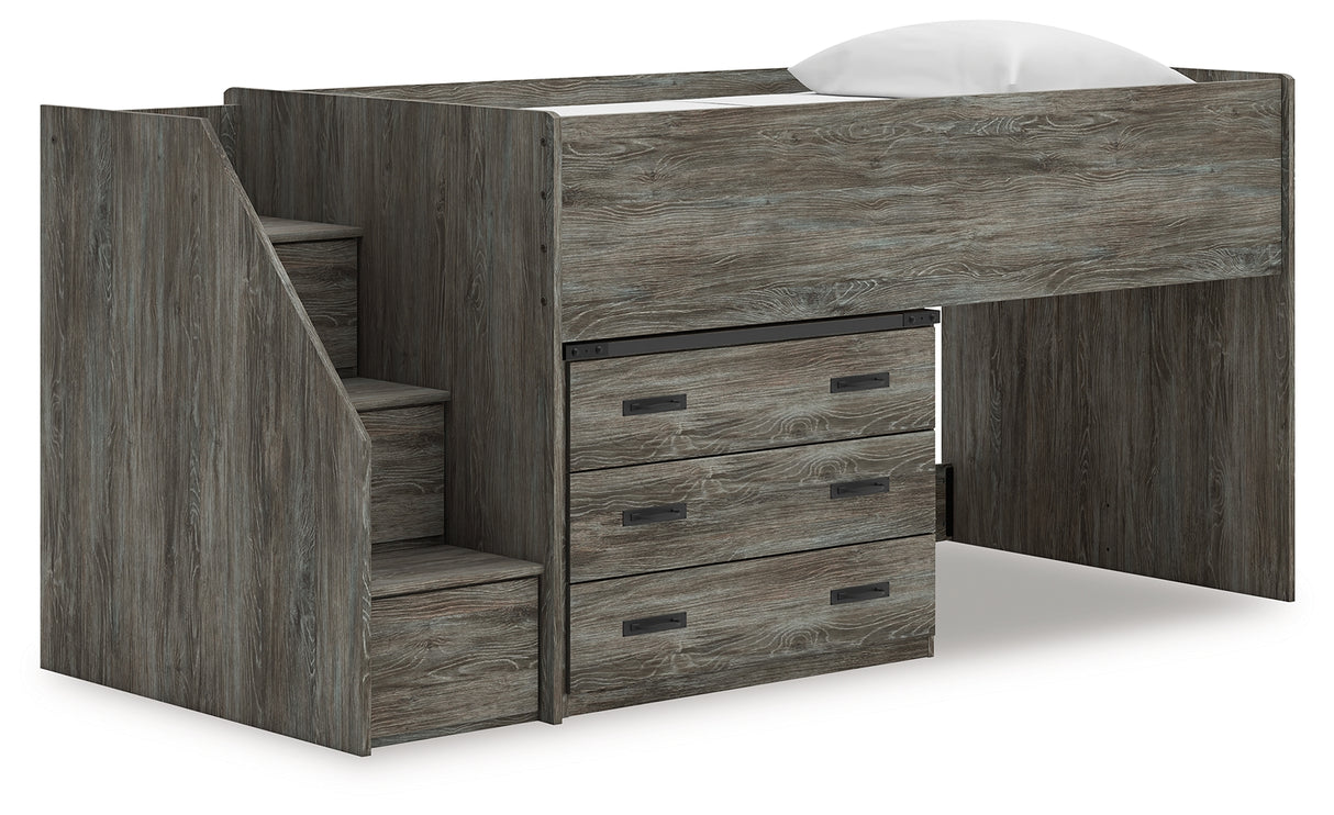 Furniture City Slidell - Ashley Furniture - Frandern Bedroom - Twin Loft Bed with Drawer Storage / Gray - B4480B15
