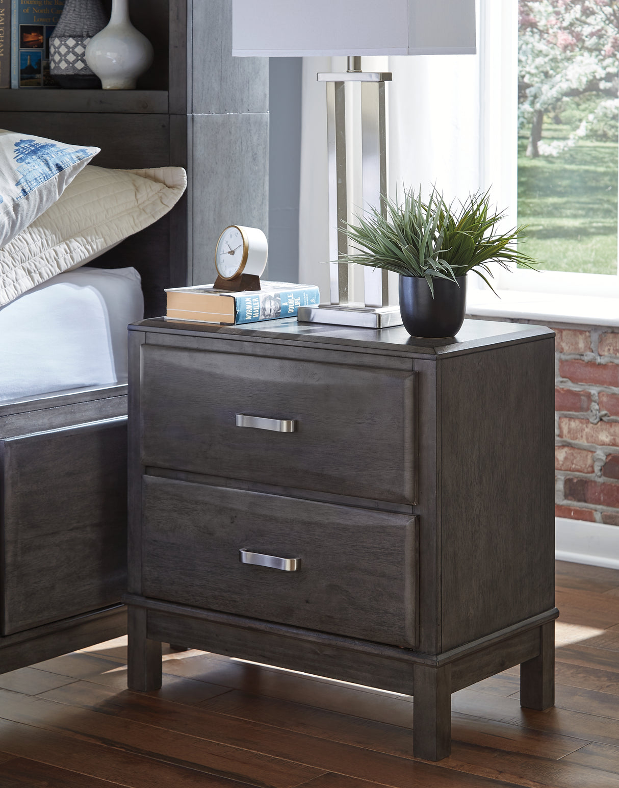 Furniture City Slidell - Ashley Furniture - Caitbrook Bedroom - Two Drawer Night Stand / Gray - B476-92