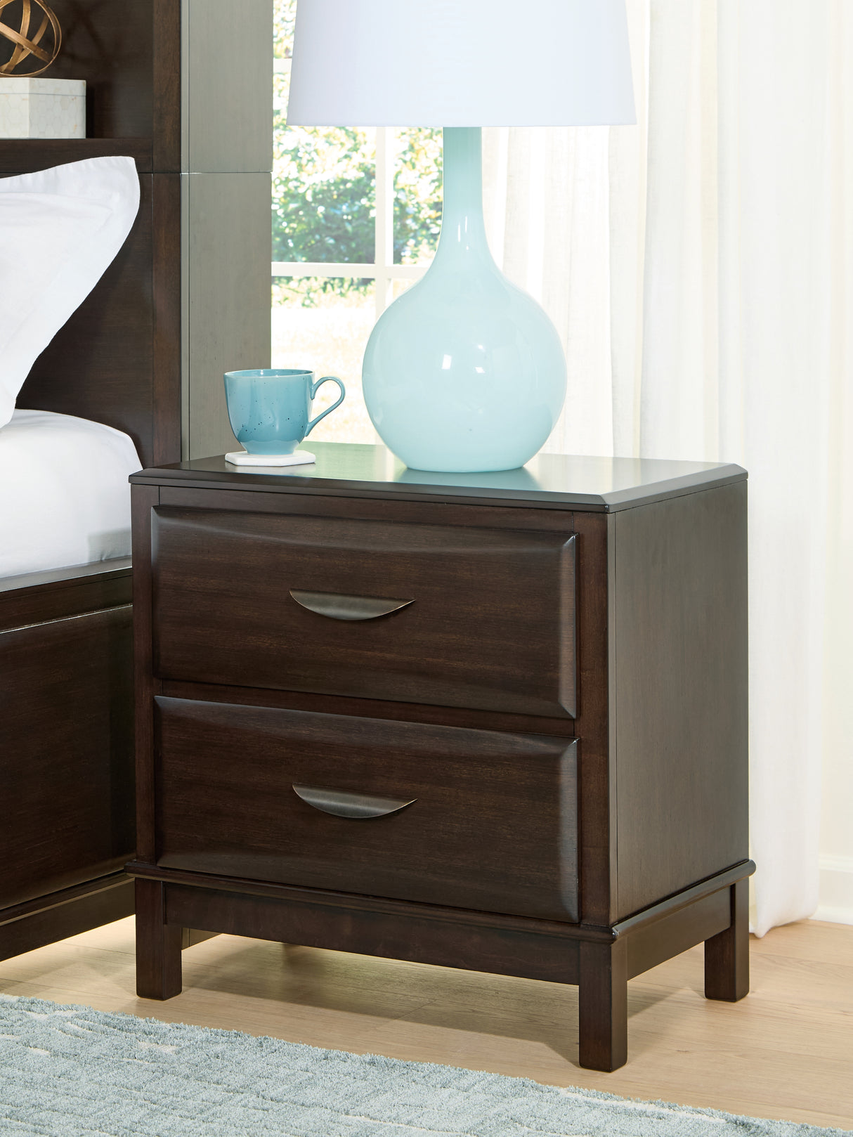 Furniture City Slidell - Ashley Furniture - Vanmore Bedroom - Two Drawer Night Stand / Dark Brown - B479-92