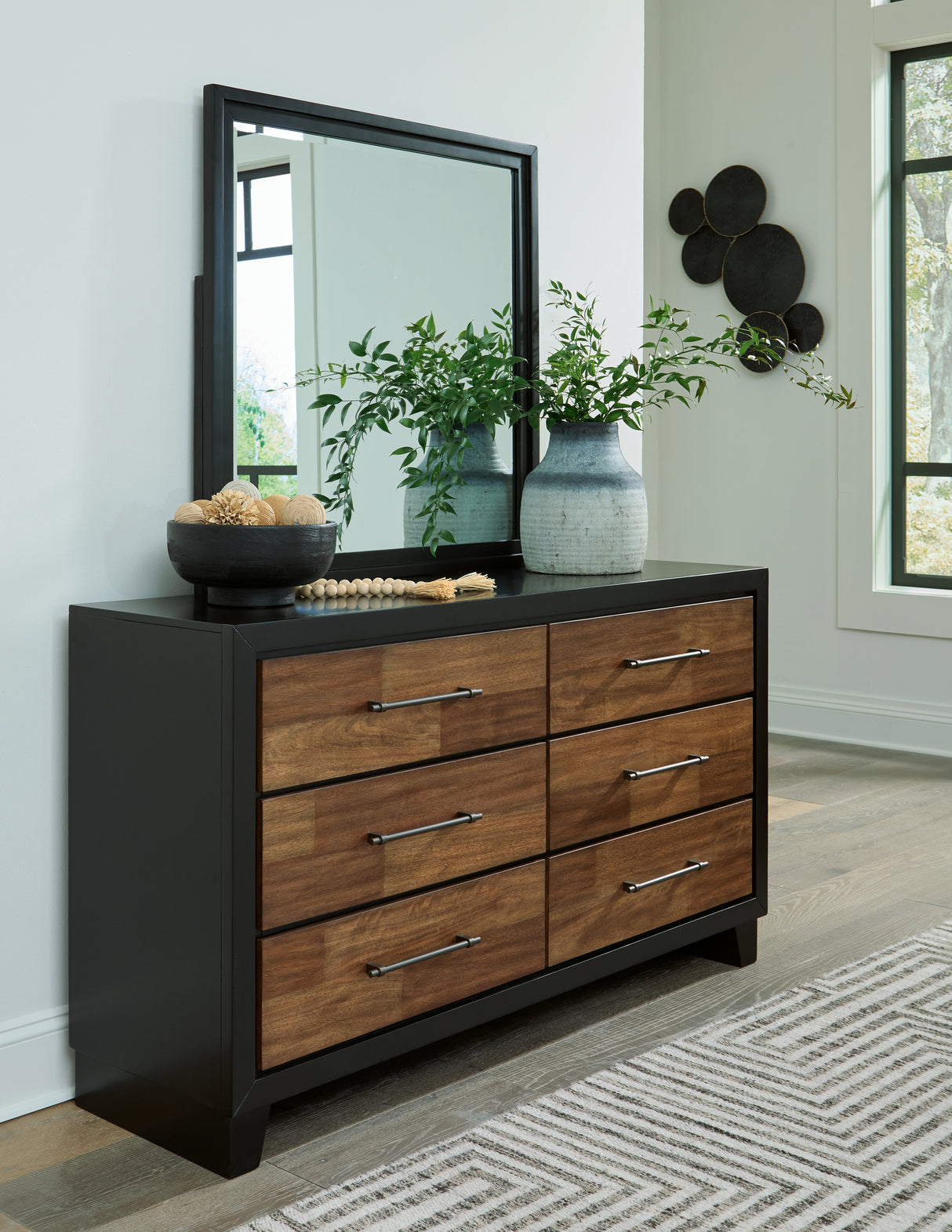 Furniture City Slidell - Ashley Furniture - Kraeburn Bedroom - Dresser and Mirror / Brown/Black - B496B1