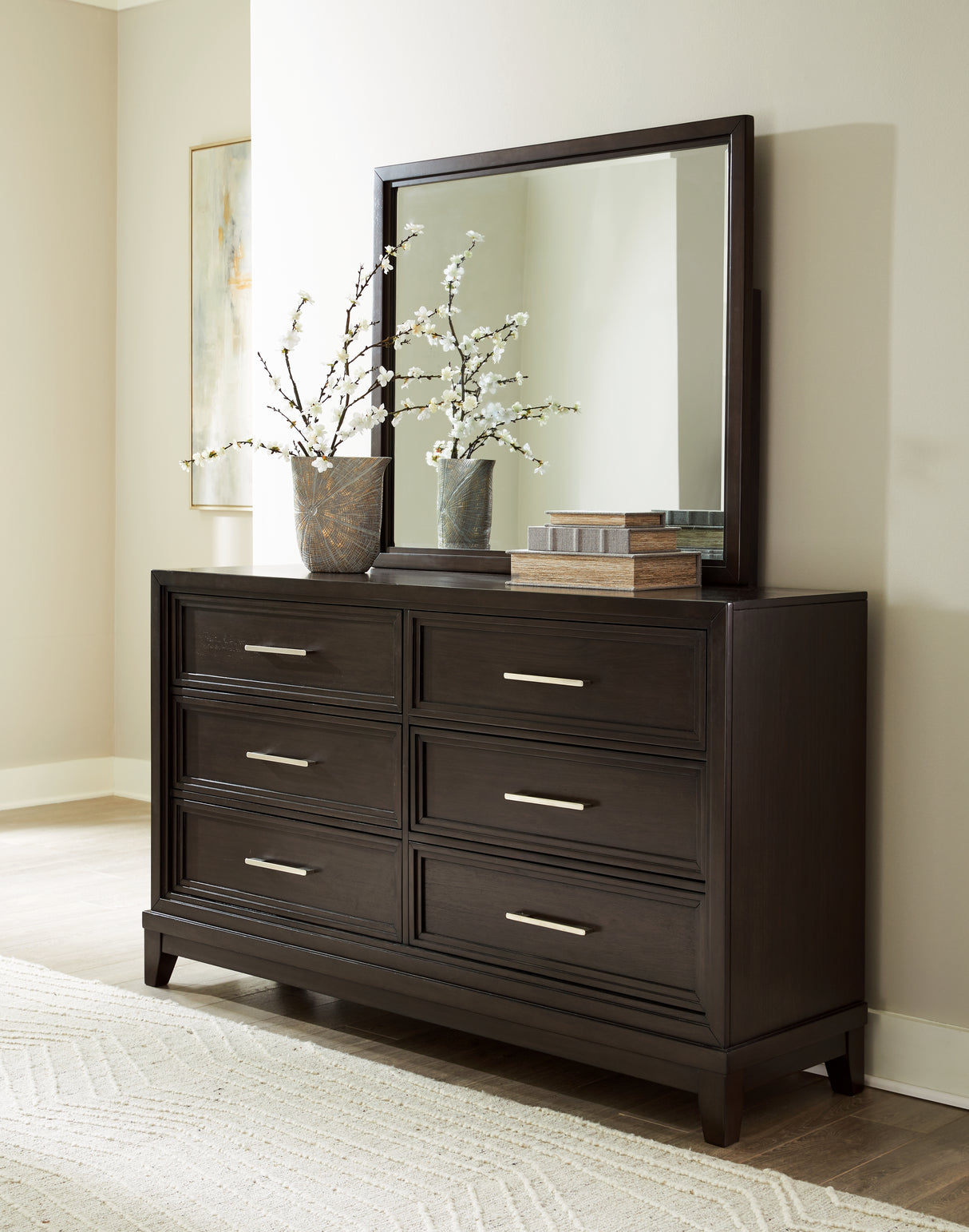 Furniture City Slidell - Ashley Furniture - Neymorton Bedroom - Dresser and Mirror / Dark Grayish Brown - B618B1