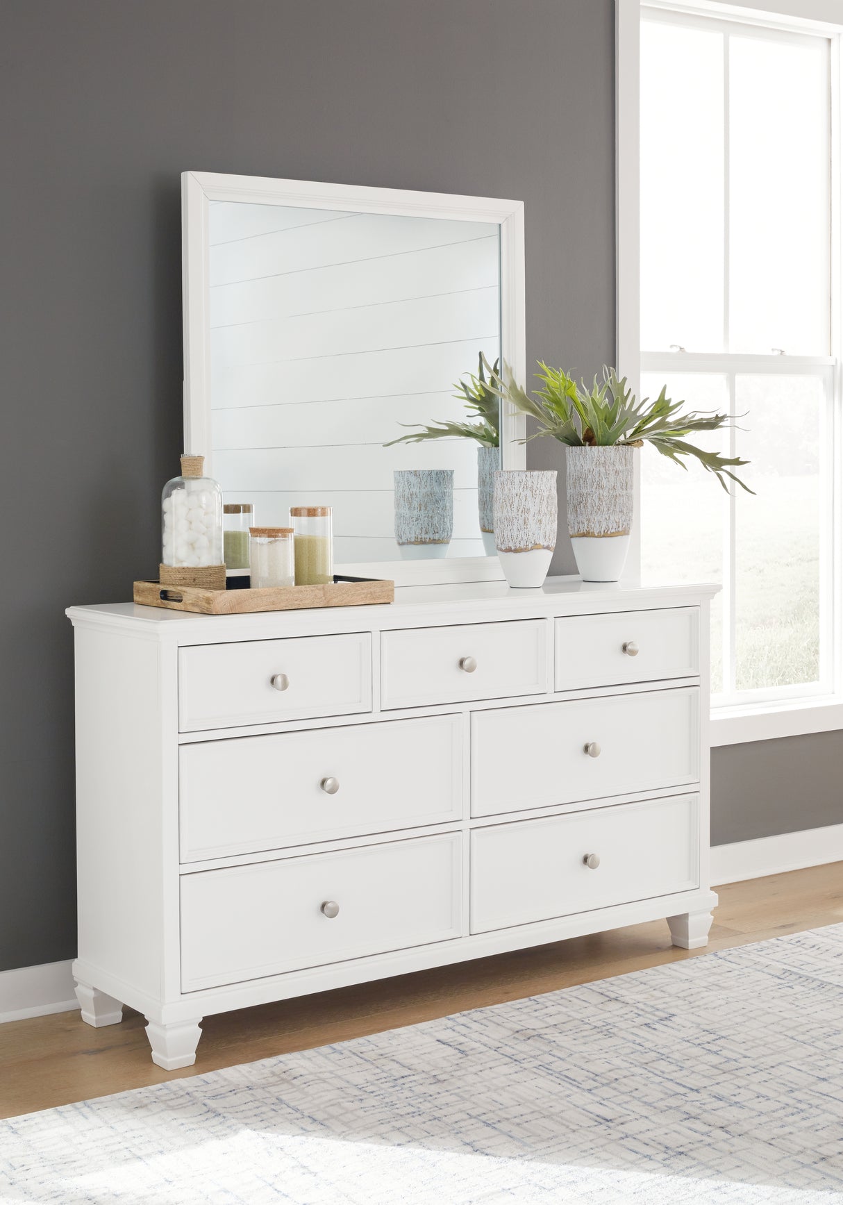Furniture City Slidell - Ashley Furniture - Fortman Bedroom - Dresser and Mirror / White - B680B1