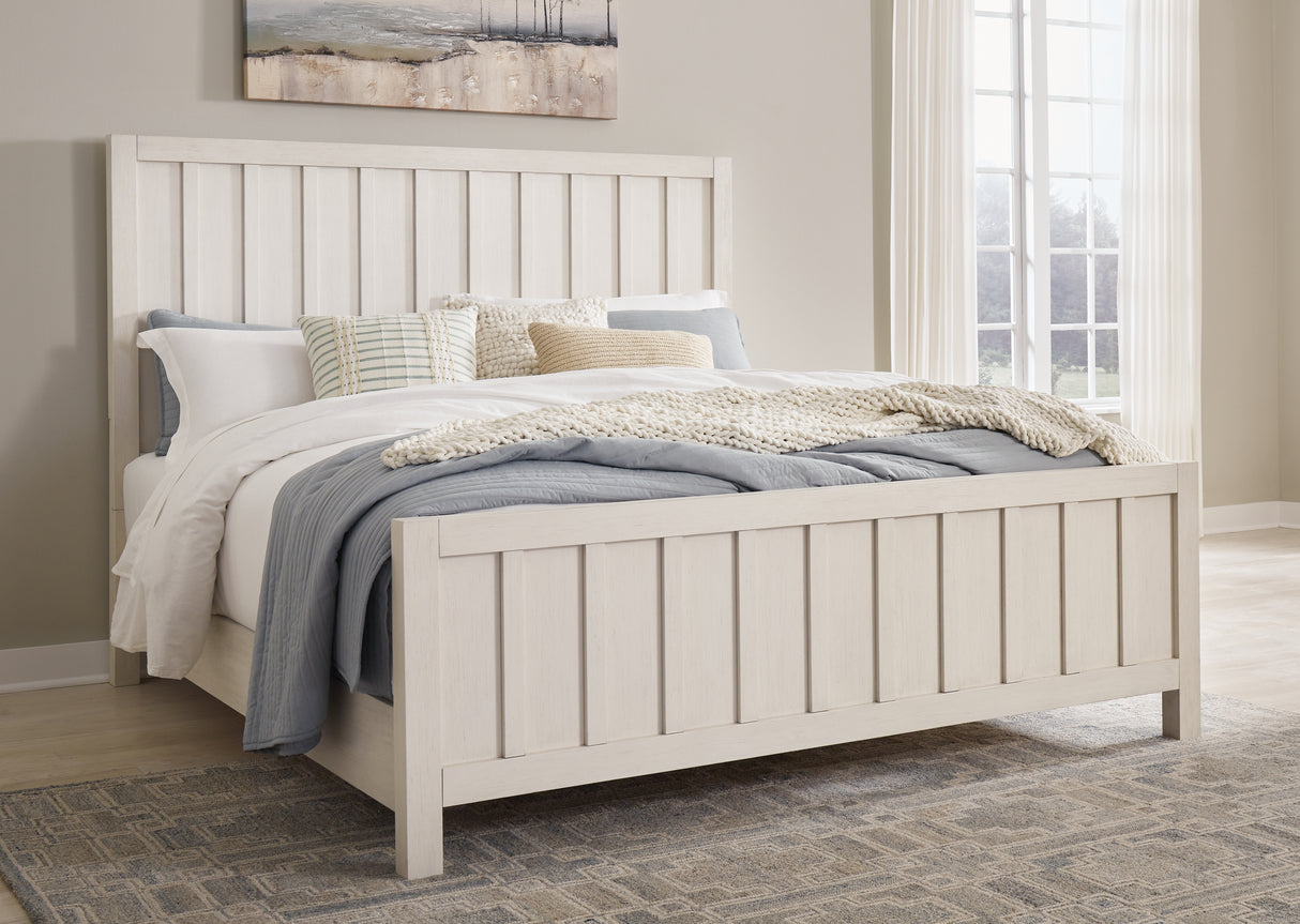 Furniture City Slidell - Ashley Furniture - Shaybrock Bedroom - King Panel Bed / Antique White - B683B6