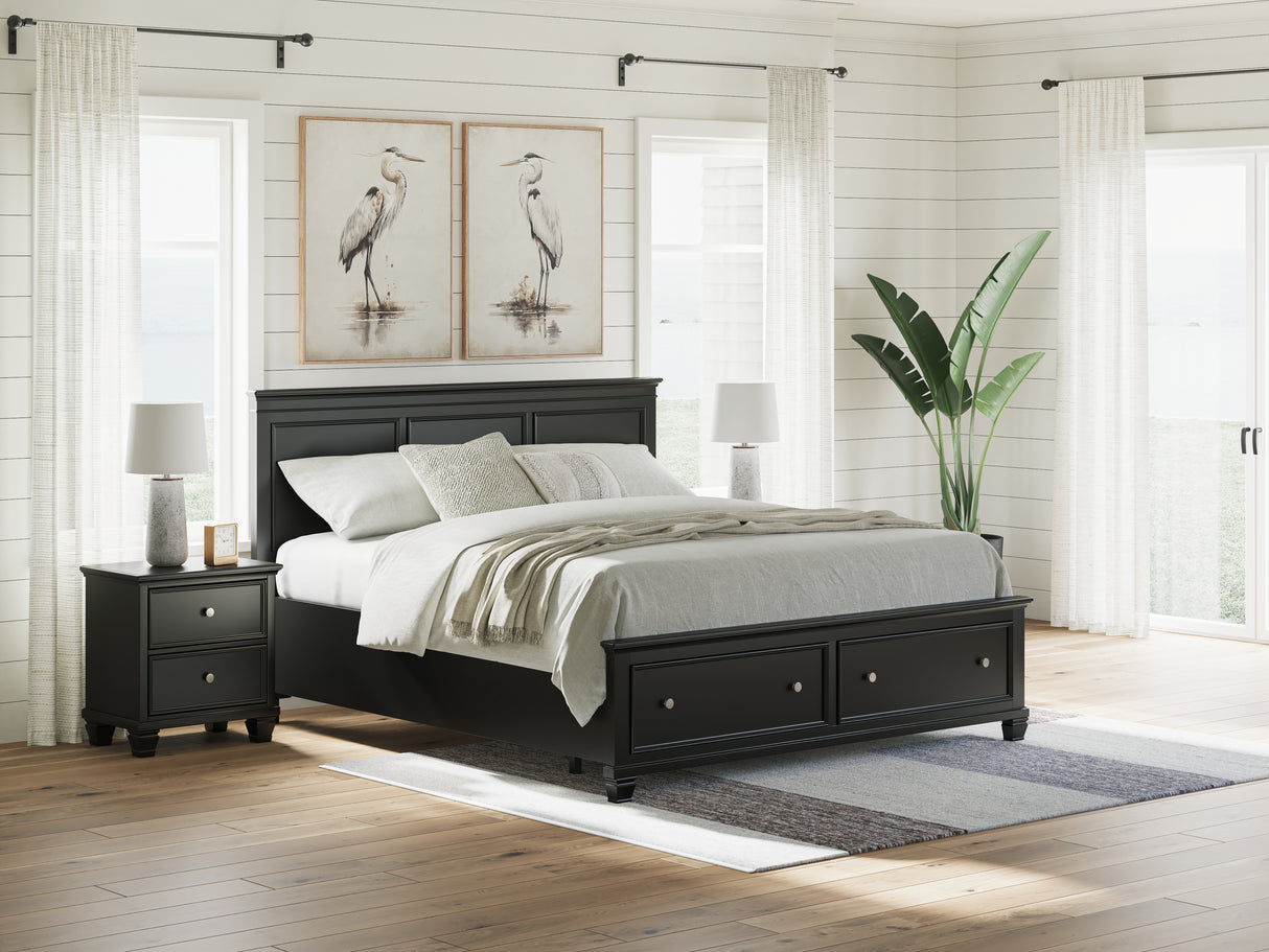 Furniture City Slidell - Ashley Furniture - Lanolee Bedroom - California King Panel Storage Bed / Black - B687B20