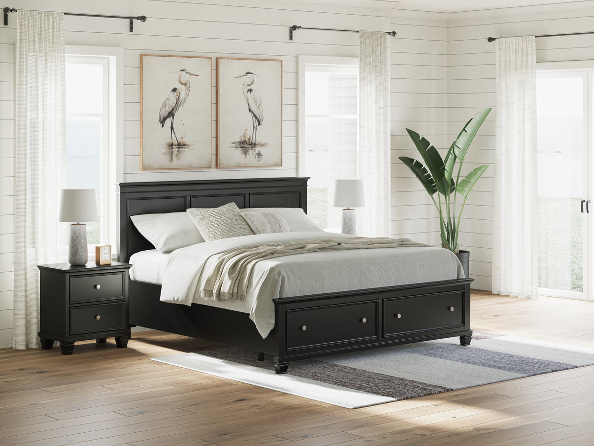 Furniture City Slidell - Ashley Furniture - Lanolee Bedroom - King Panel Storage Bed / Black - B687B19