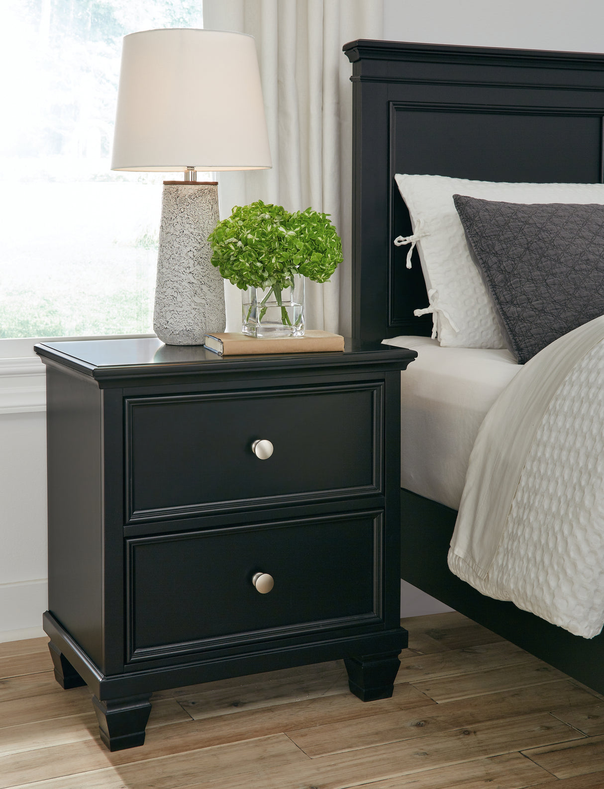 Furniture City Slidell - Ashley Furniture - Lanolee Bedroom - Two Drawer Night Stand / Black - B687-92