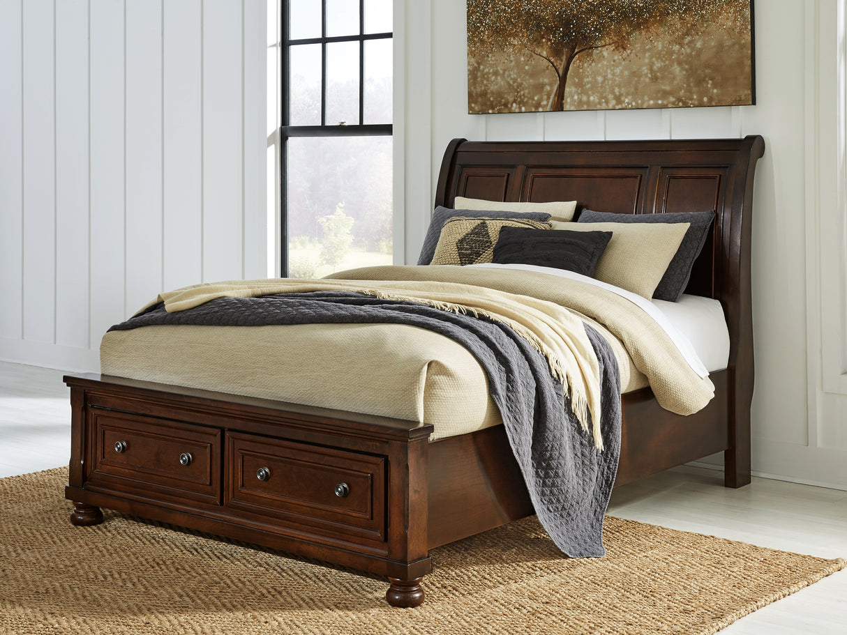 Furniture City Slidell - Ashley Furniture - Porter Bedroom - Queen Sleigh Storage Bed / Rustic Brown - B697B43