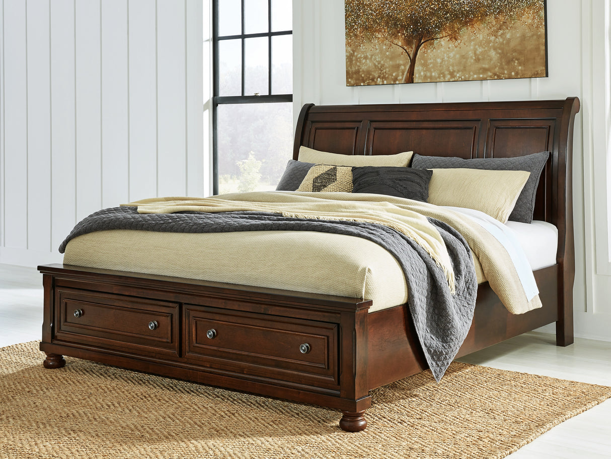 Furniture City Slidell - Ashley Furniture - Porter Bedroom - King Sleigh Storage Bed / Rustic Brown - B697B45
