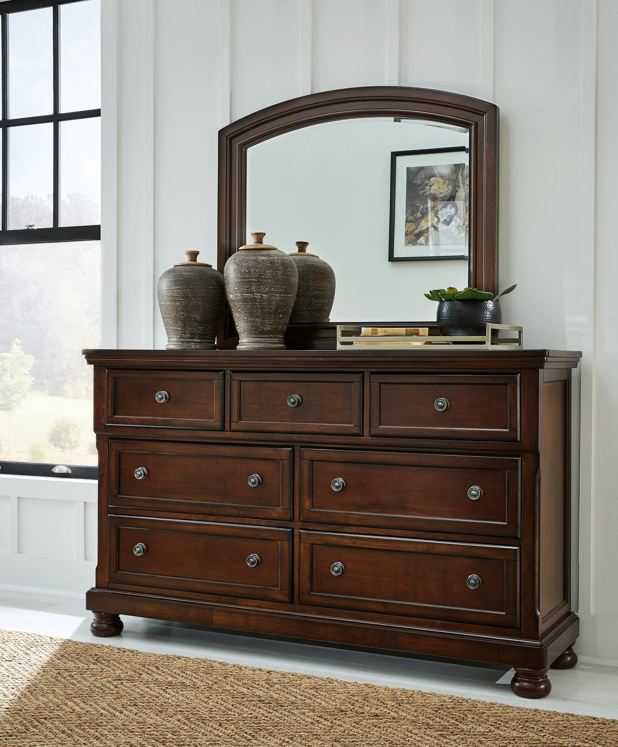 Furniture City Slidell - Ashley Furniture - Porter Bedroom - Dresser and Mirror / Rustic Brown - B697B1