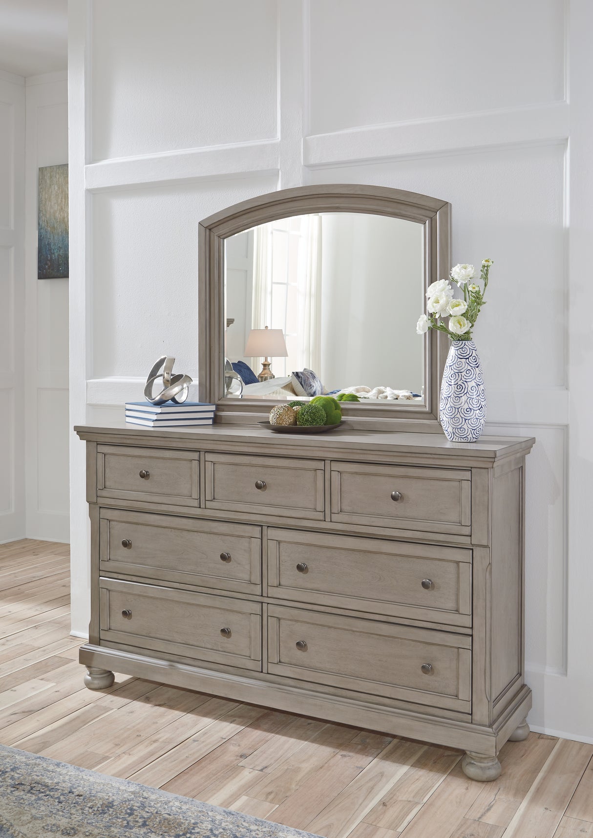 Furniture City Slidell - Ashley Furniture - Lettner Bedroom - Dresser and Mirror / Light Gray - B733B1