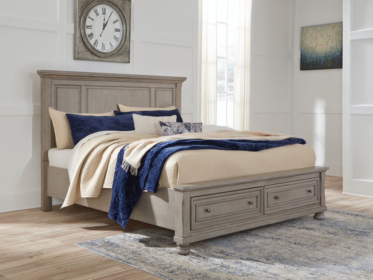 Furniture City Slidell - Ashley Furniture - Lettner Bedroom - Queen Panel Storage Bed / Light Gray - B733B31