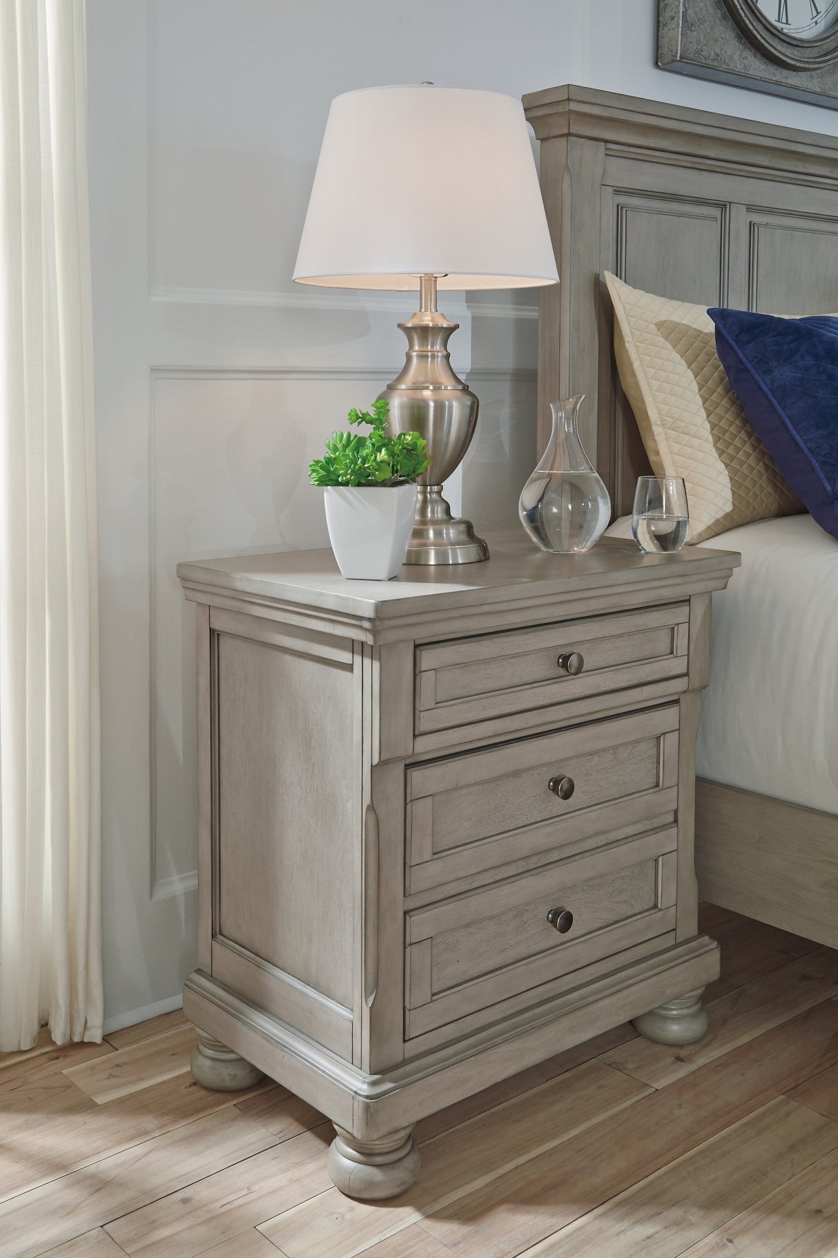 Furniture City Slidell - Ashley Furniture - Lettner Bedroom - Two Drawer Night Stand / Light Gray - B733-92
