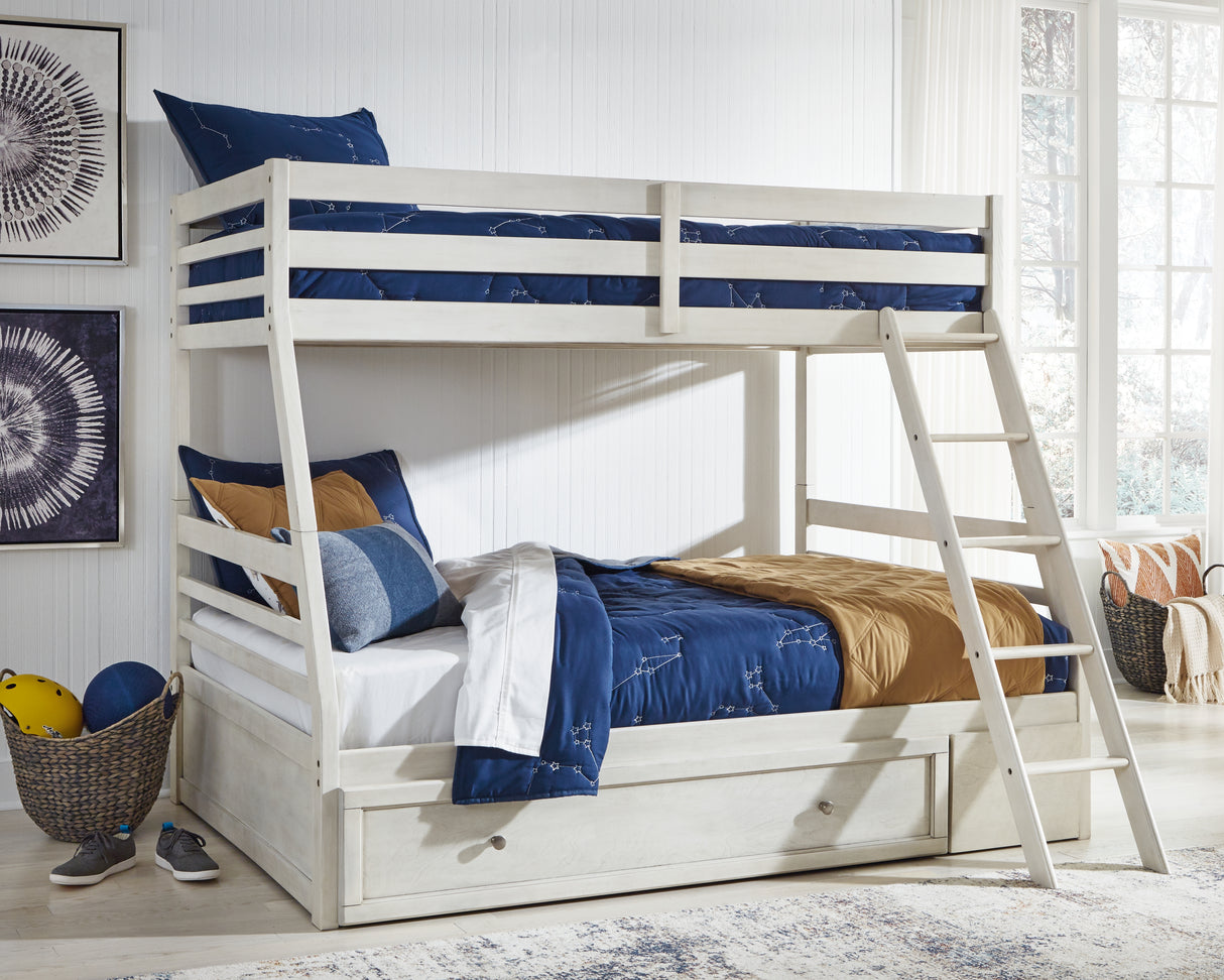 Furniture City Slidell - Ashley Furniture - Robbinsdale Bedroom - Twin over Full Bunk Bed with Storage / Antique White - B742B16