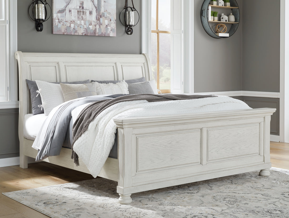 Furniture City Slidell - Ashley Furniture - Robbinsdale Bedroom - Queen Sleigh Bed / Antique White - B742B23