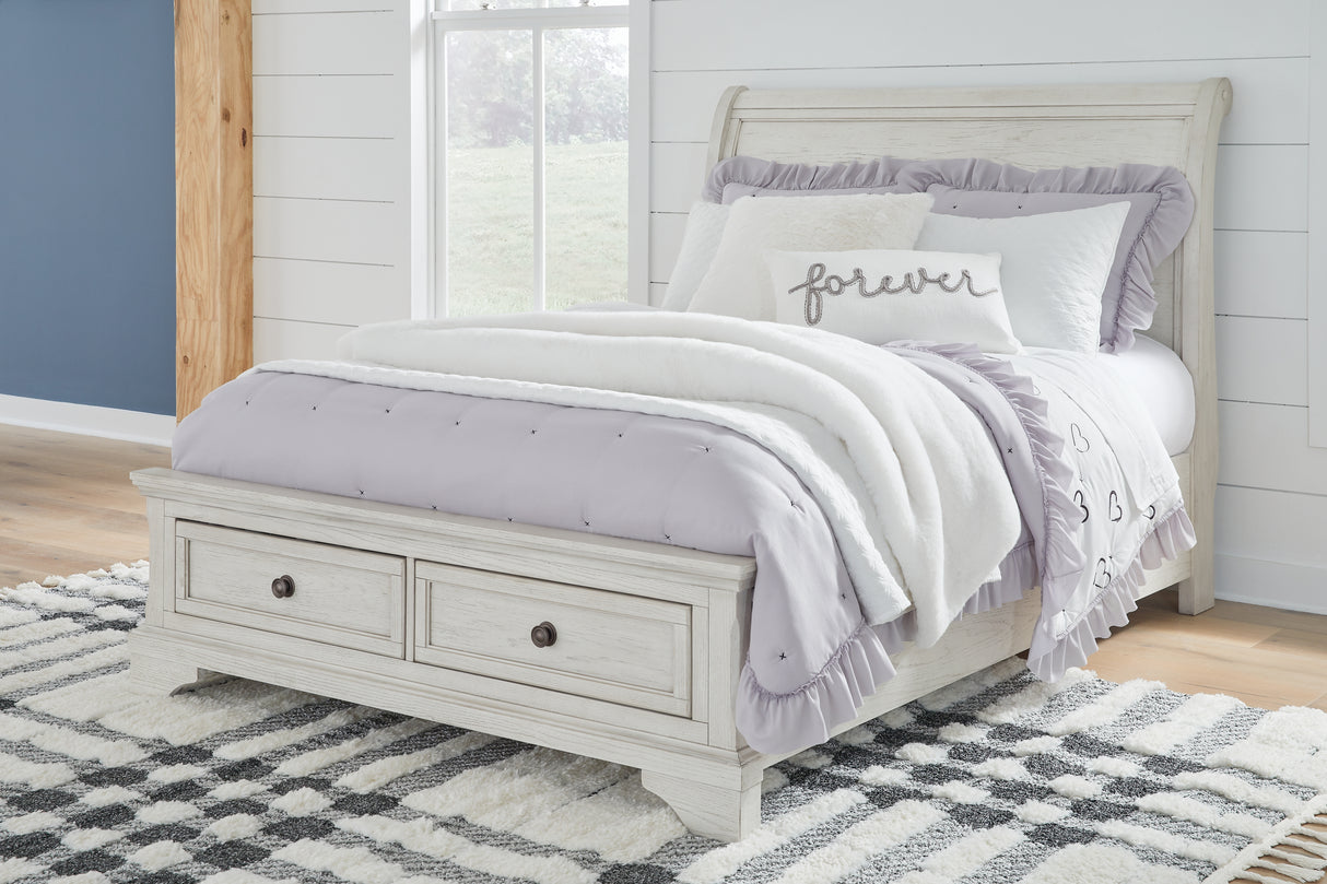 Furniture City Slidell - Ashley Furniture - Robbinsdale Bedroom - Full Sleigh Storage Bed / Antique White - B742B13