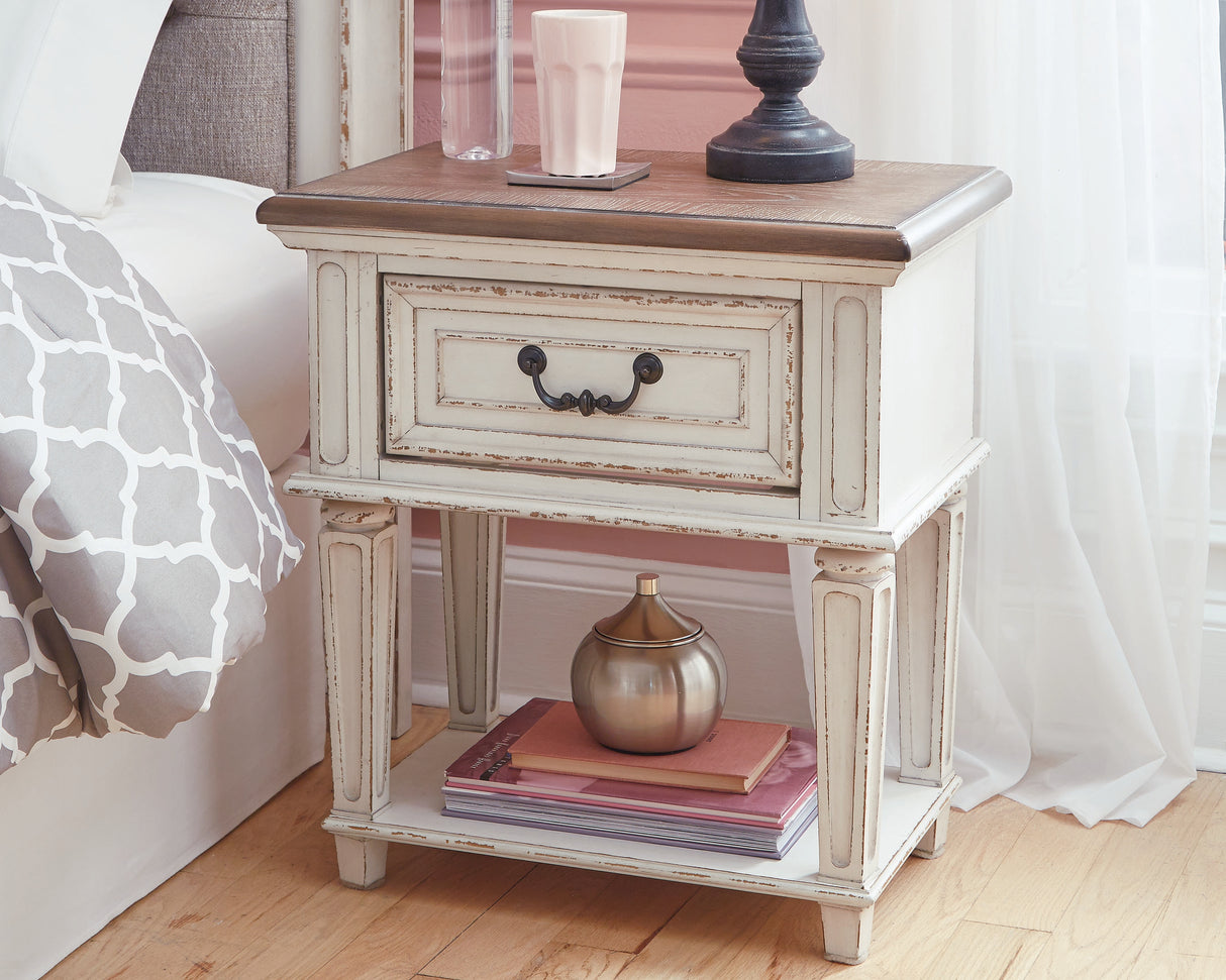 Furniture City Slidell - Ashley Furniture - Realyn Bedroom - One Drawer Night Stand / Chipped White - B743-91