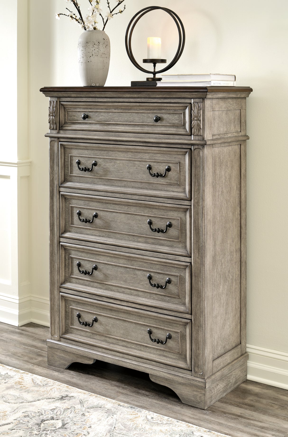 Furniture City Slidell - Ashley Furniture - Lodenbay Bedroom - Five Drawer Chest / Antique Gray/Brown - B751-46