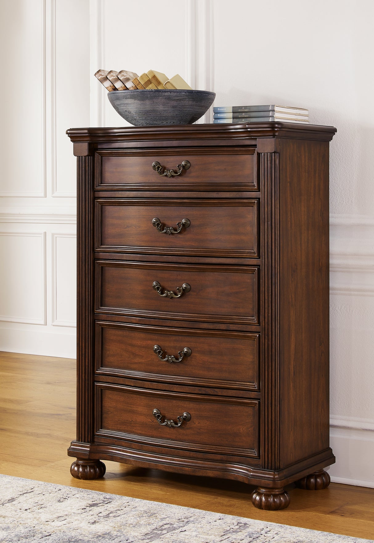 Furniture City Slidell - Ashley Furniture - Lavinton Bedroom - Five Drawer Chest / Brown - B764-46