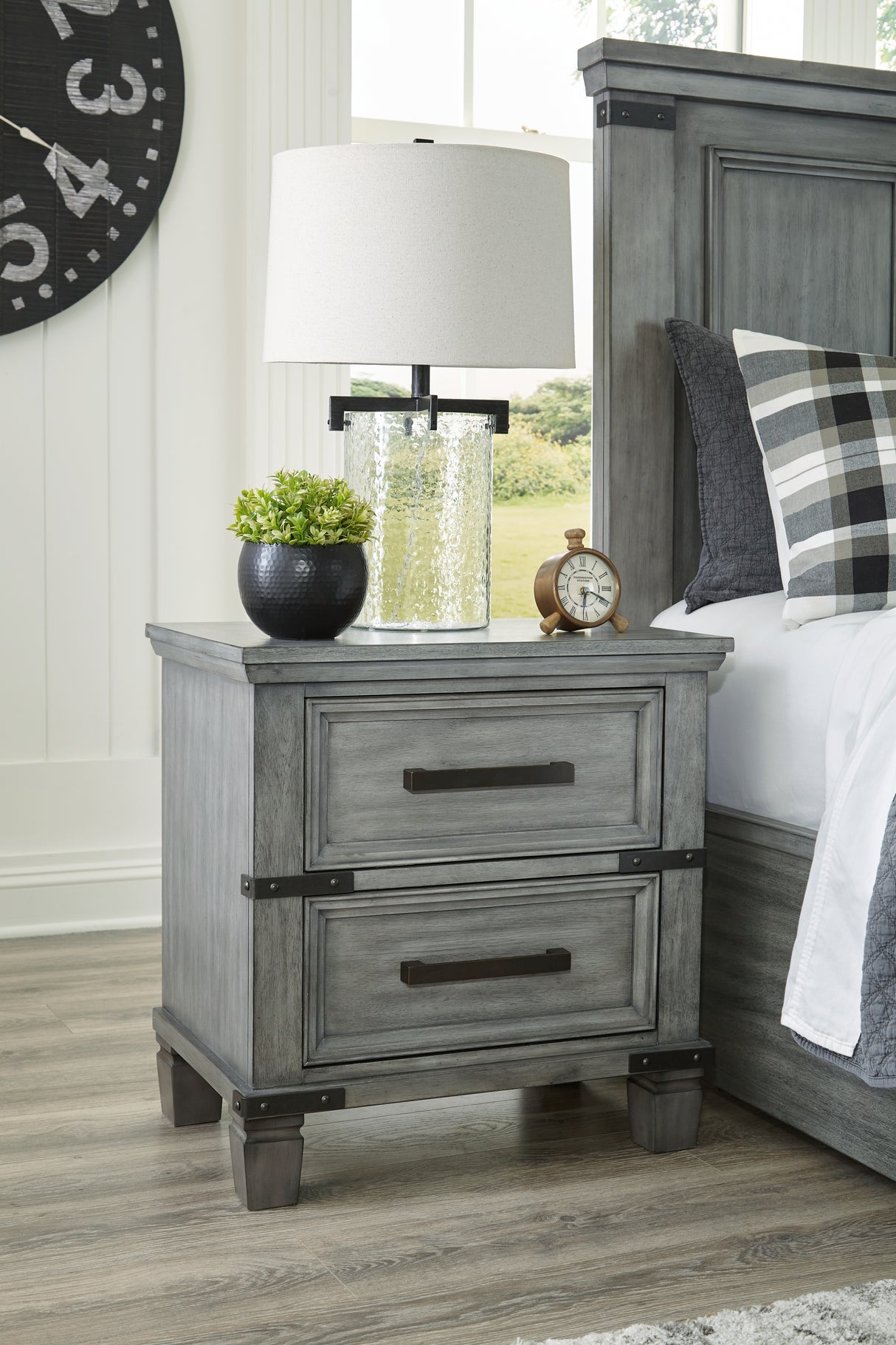 Furniture City Slidell - Ashley Furniture - Russelyn Bedroom - Two Drawer Night Stand / Gray - B772-92