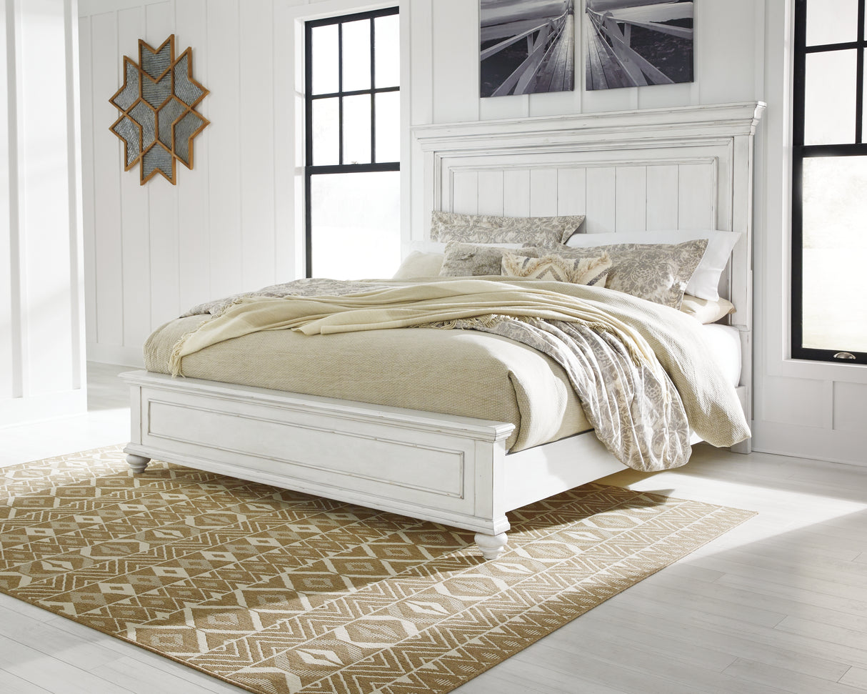 Furniture City Slidell - Ashley Furniture - Kanwyn Bedroom - King Panel Bed / Whitewash - B777B8