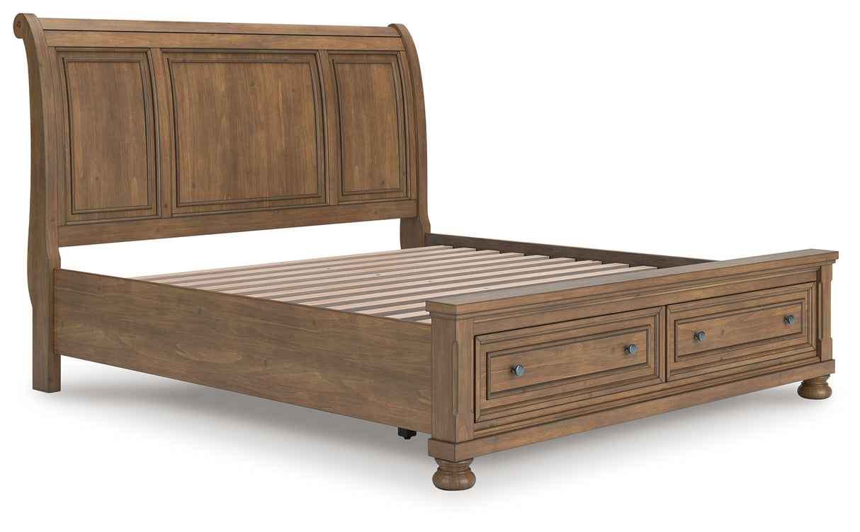 Furniture City Slidell - Ashley Furniture - Feddinger Bedroom - King Storage Sleigh Bed / Medium Brown - PCB779B8