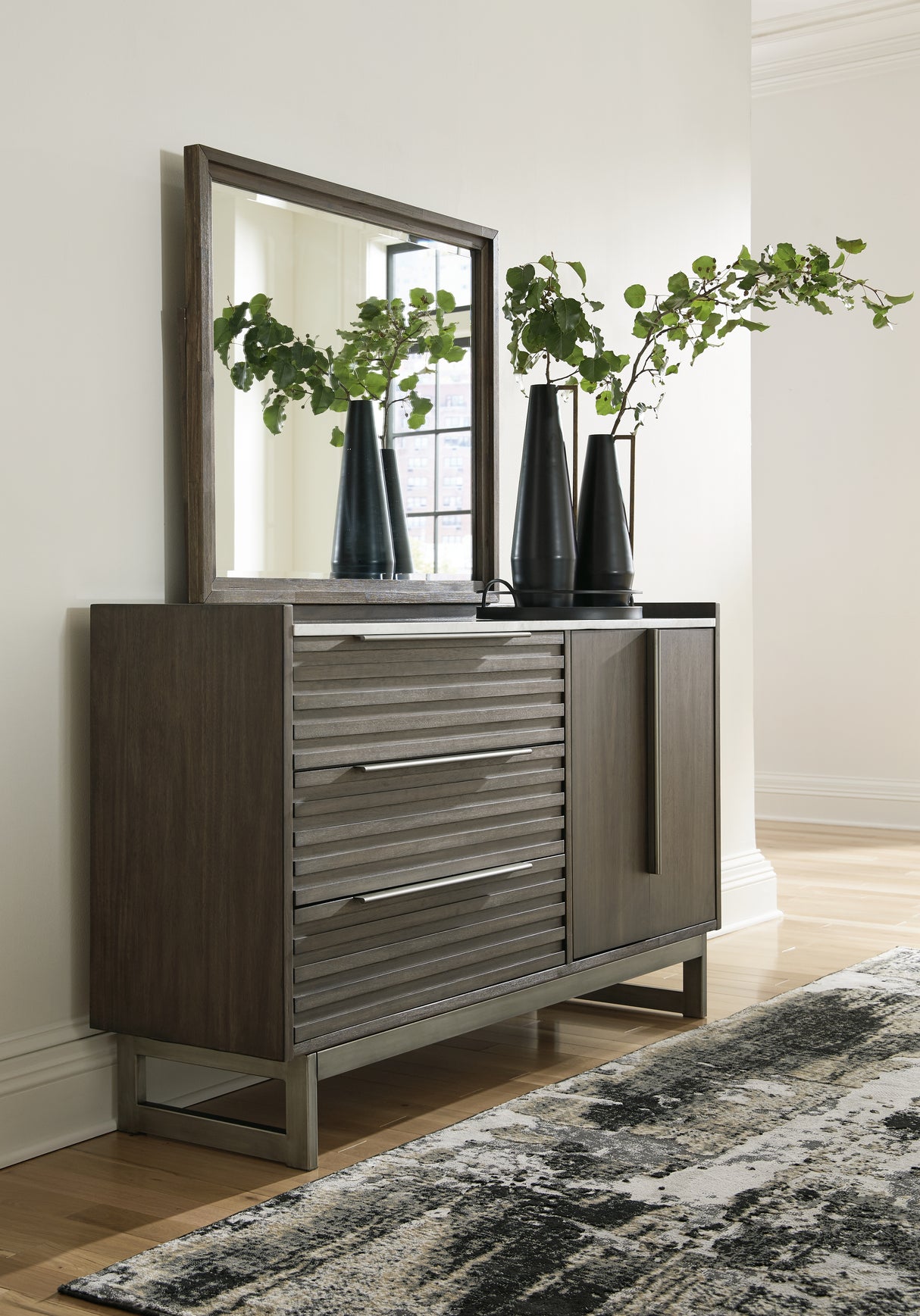 Furniture City Slidell - Ashley Furniture - Arkenton Bedroom - Dresser and Mirror / Grayish Brown - B786B1